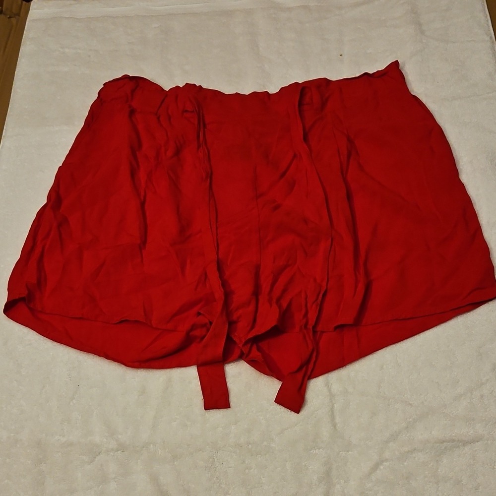 Ambiance Apparel Shorts Women's Plus Size 2X Red‎ Elastic Waist Rayon Casual
